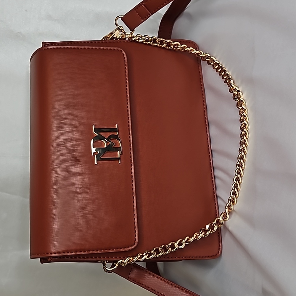 Badgley Mischka Crossbody Coffee Gold Chain NWT - Picture 7 of 7